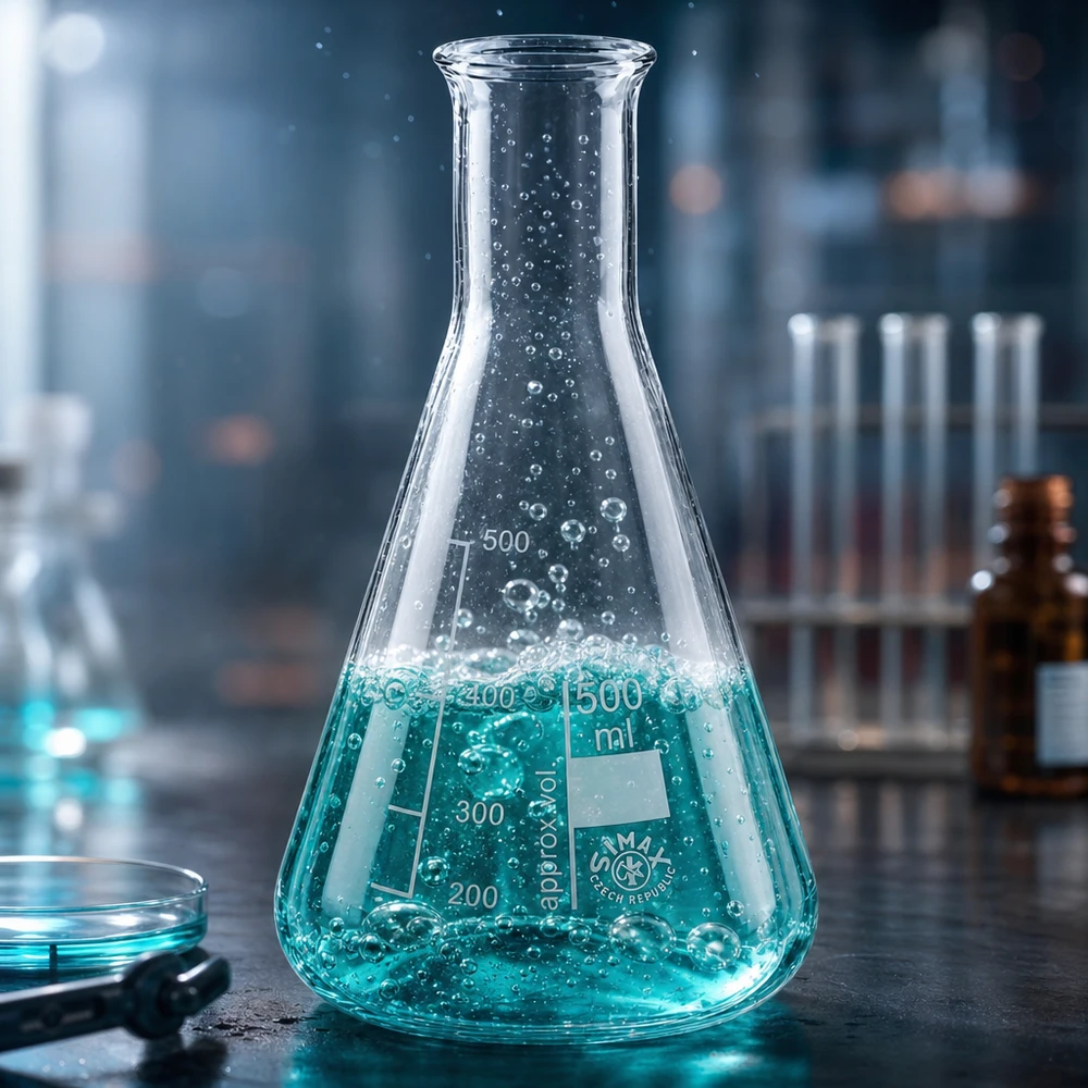 Erlenmeyerkolben 500ml Enghals Professioneller Erlenmeyerkolben 500ml Enghals aus widerstandsfähigem Glas für Forschung