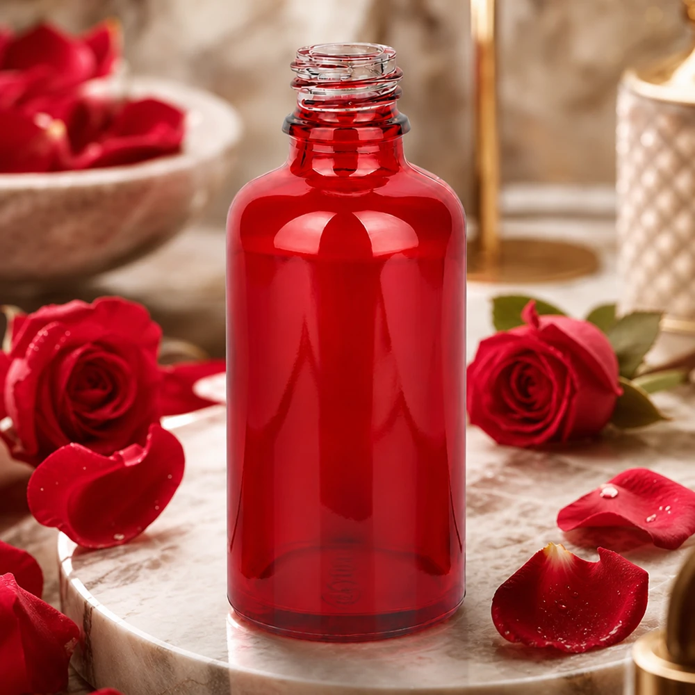 Professionelle 50ml Apothekenflasche RedLine UT18/50 aus UV-schützendem roten Glas für Laborgebrauch