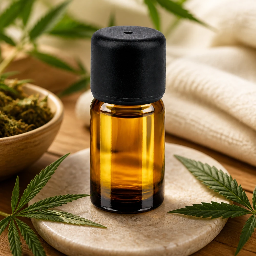 Robuste 5ml Flasche aus getöntem Glas mit sicherem Verschlusssystem für Naturprodukte