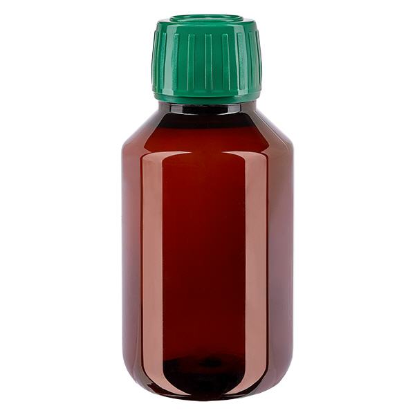 PET Flasche 100ml mit grünem Verschluss Originalitätsverschluss