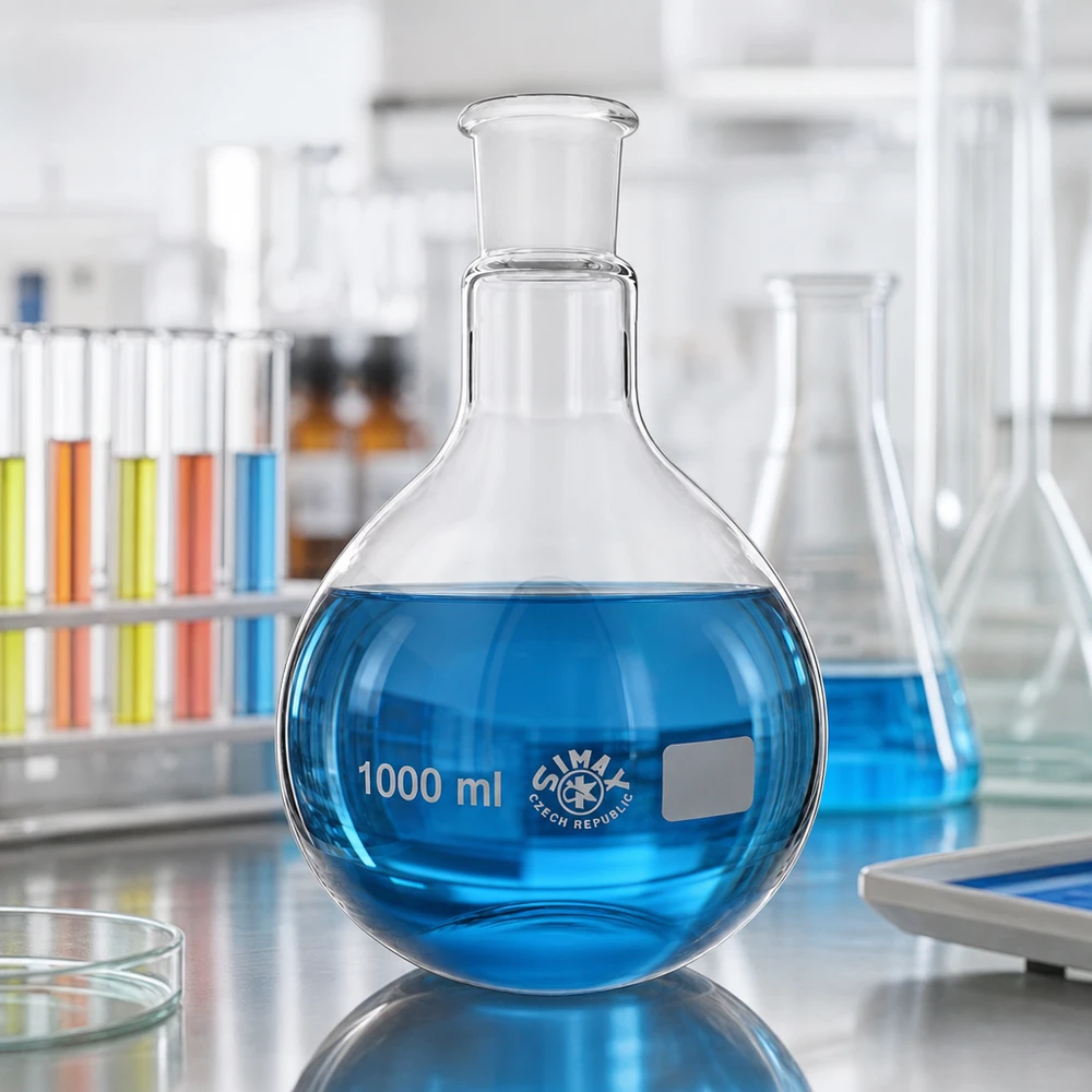 Stehkolben 1000ml mit Normschliff (29/32) Chemiekolben 1000ml aus robustem Laborglas für analytische Verfahren und Experimente