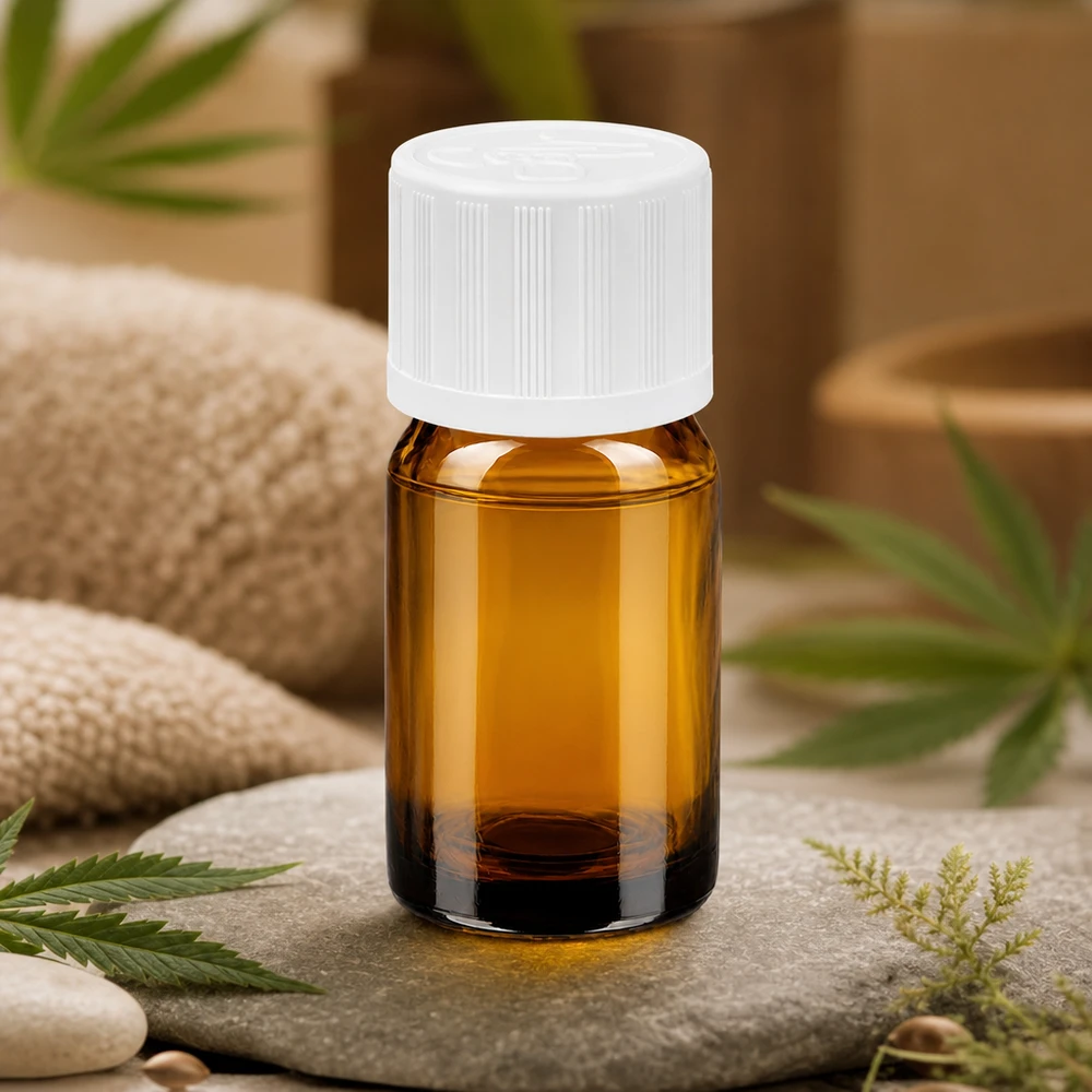 Laborgeprüfte 5ml Flasche aus UV-resistentem Braunglas mit auslaufsicherem Schraubgewinde STD