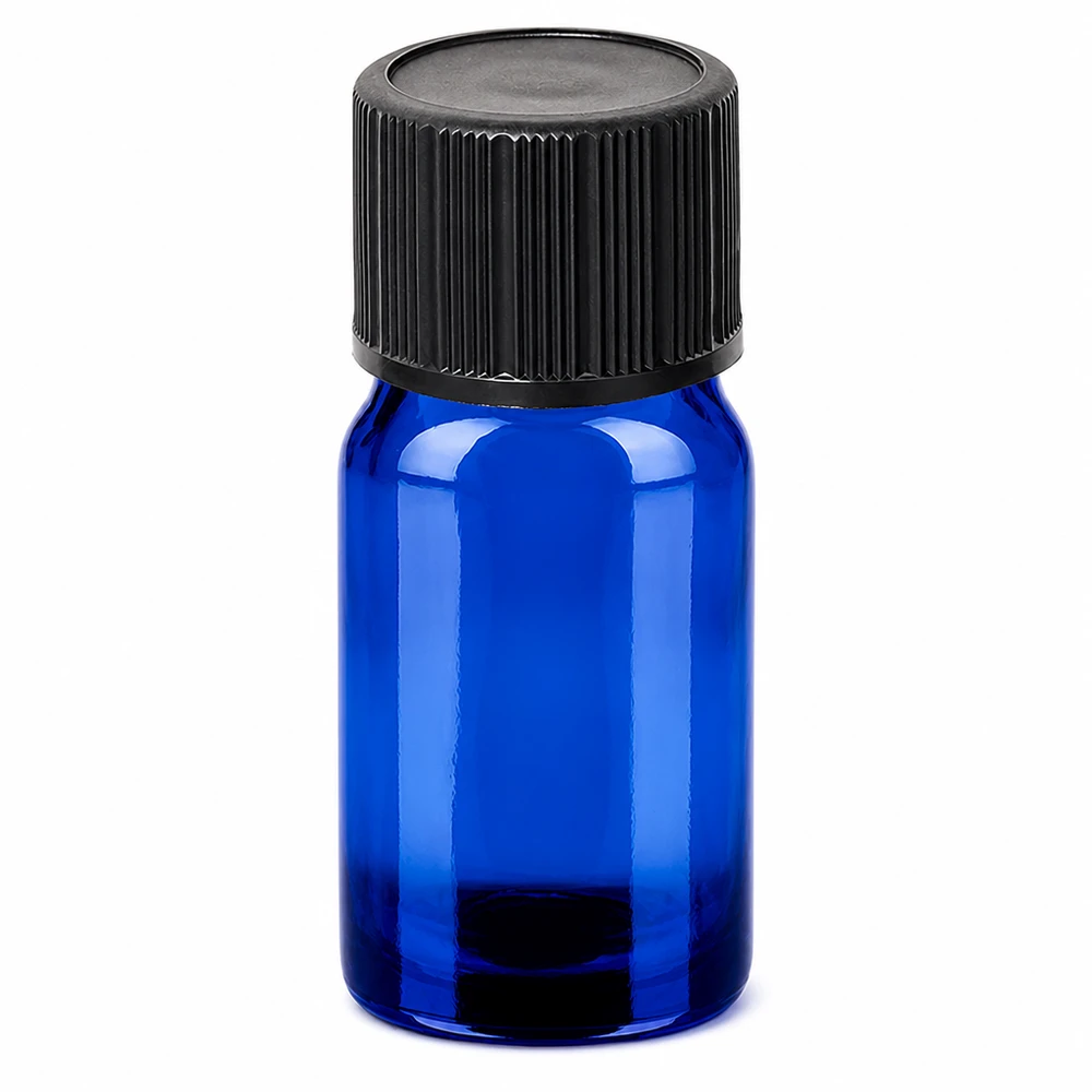 5ml Tropfflasche 1mm schwarz Standardverschluss BlueLine UT18/5 5ml Tropfflasche BlueLine mit schwarzem Deckel und 1mm Öffnung für präzise Portionierung