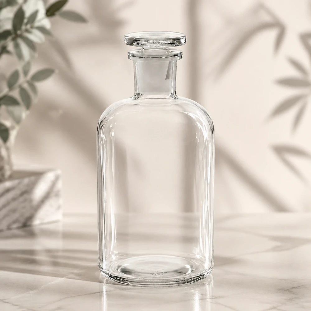 Hochwertige Vorratsflasche 500ml klar mit Rundschulter Enghals für Öle und Tinkturen