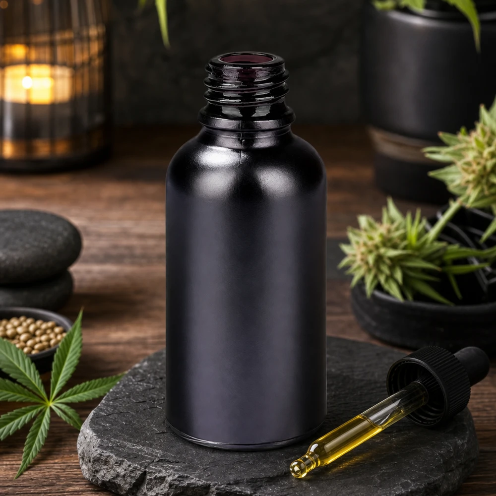 Moderne 30ml Apothekerflasche BlackLine UT18/30 mit tropfgenauer Anwendung für Naturheilkunde