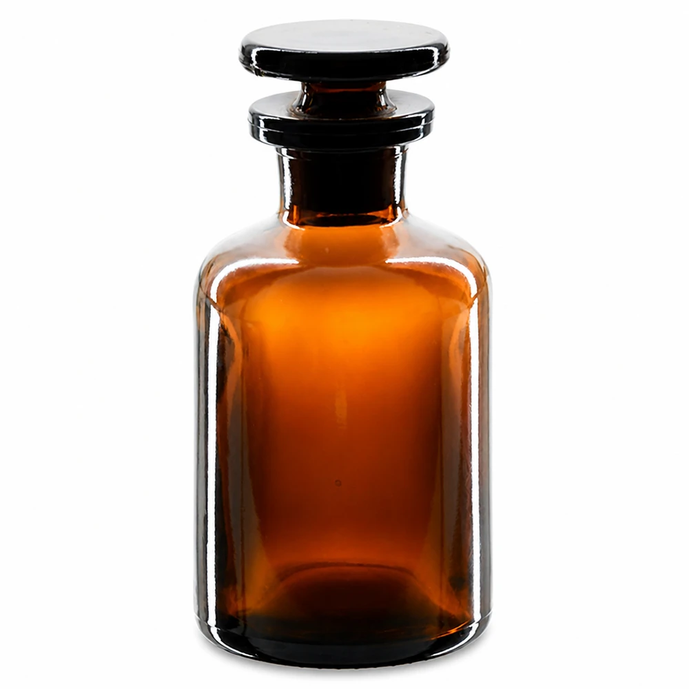 Kompakte Vorratsflasche 50ml braunes Glas Rundschulter mit luftdichtem Glasstopfen