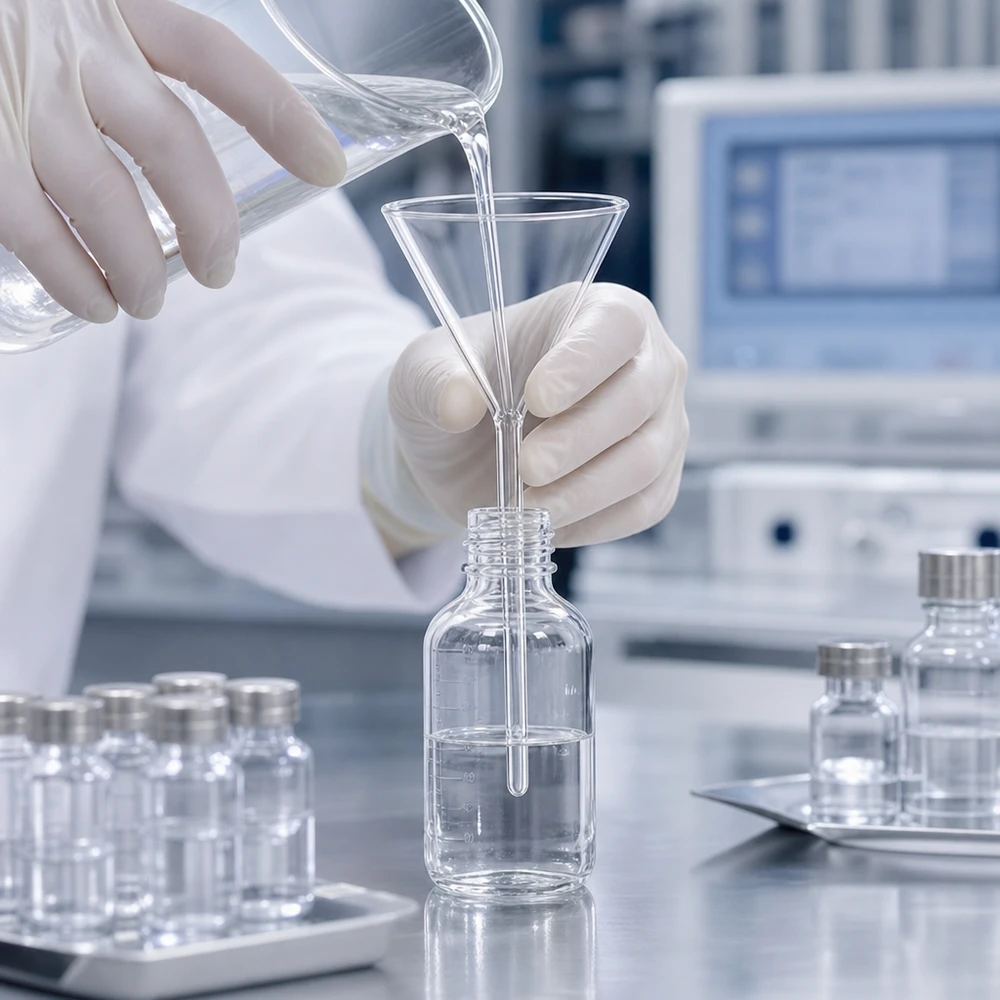Trichter ø100mm Kalk-Soda, Winkel 60°, Kurzstil Präzisions-Labortrichter aus klarem Glas mit 60-Grad-Neigung für kontrolliertes Dosieren von Reagenzien