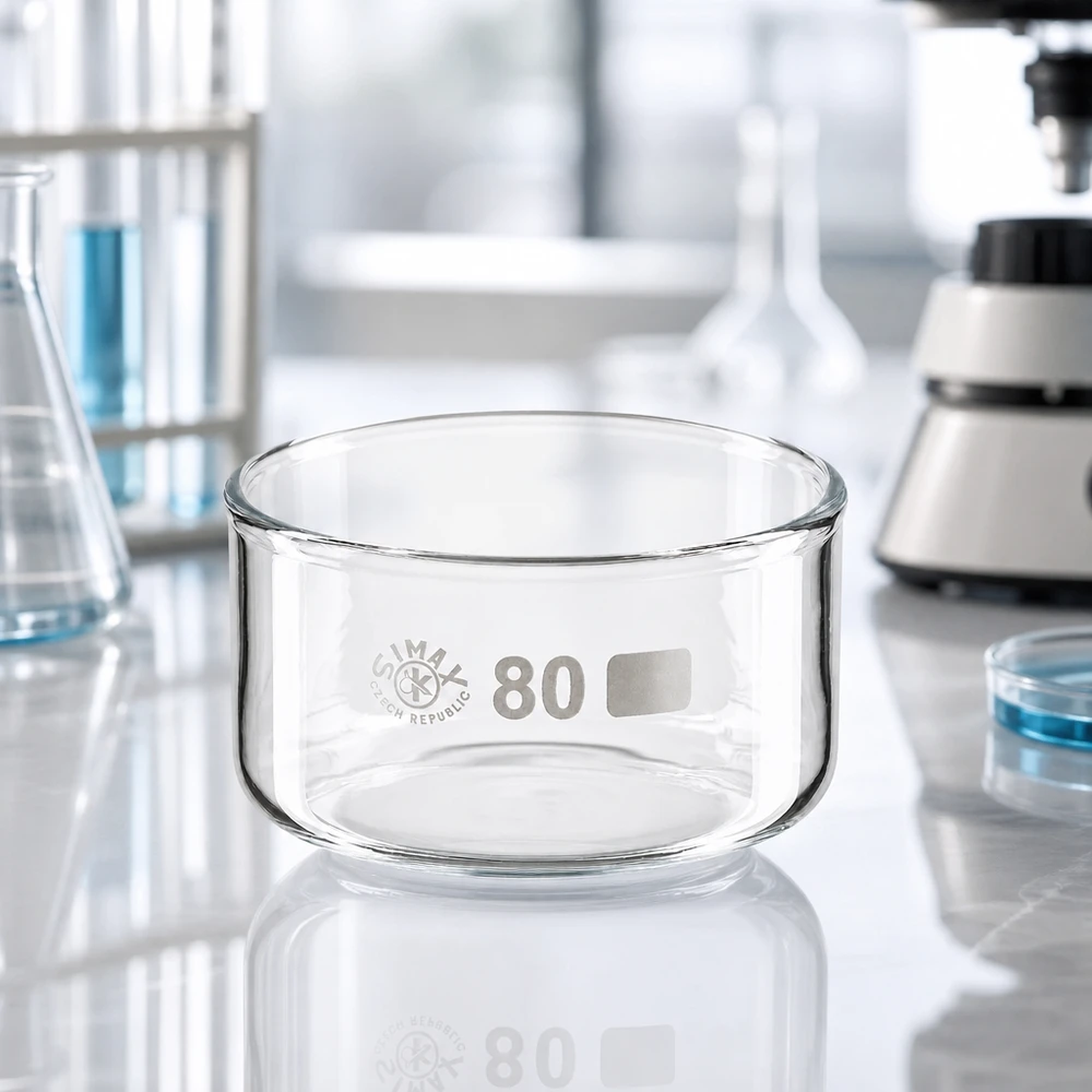 Transparentes Laborgefäß ohne Ausguss gleichmäßige Wandstärke 150ml ø80mm SIMAX Borosilikatglas