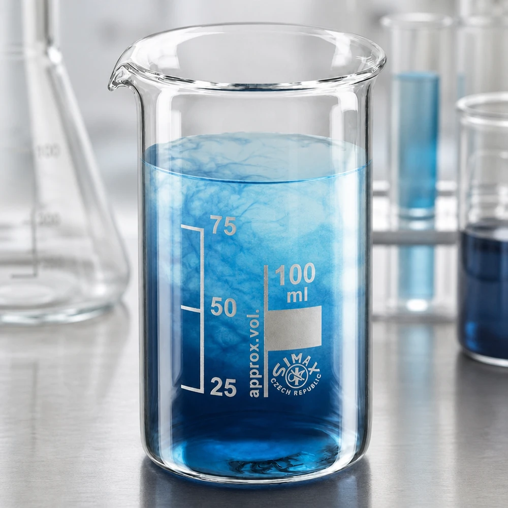 Simax Becherglas Tschechien 100ml dickwandiges Borosilikatglas mit Ausguss und Skalierung