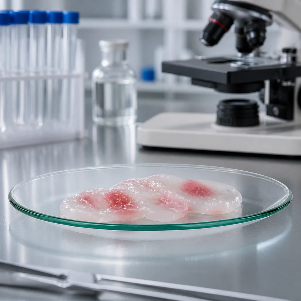 Sterile Glasschale 60mm Durchmesser mit biologischen Materialien in moderner Laborausstattung