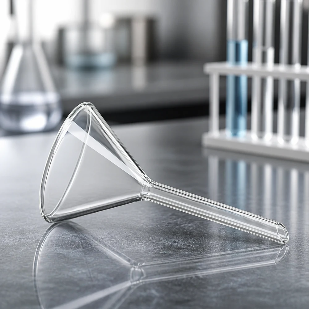 Trichter ø50mm Kalk-Soda, Winkel 60°, Kurzstil Chemieausrüstung Glastrichter transparent für Filtration und Destillationsverfahren