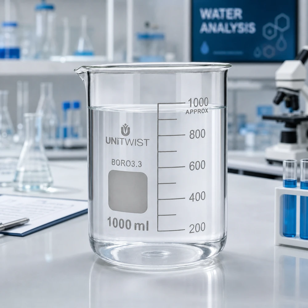 UNiTWIST Laborglas 1000ml Borosilikat niedrige Form mit Skala 200 bis 1000ml