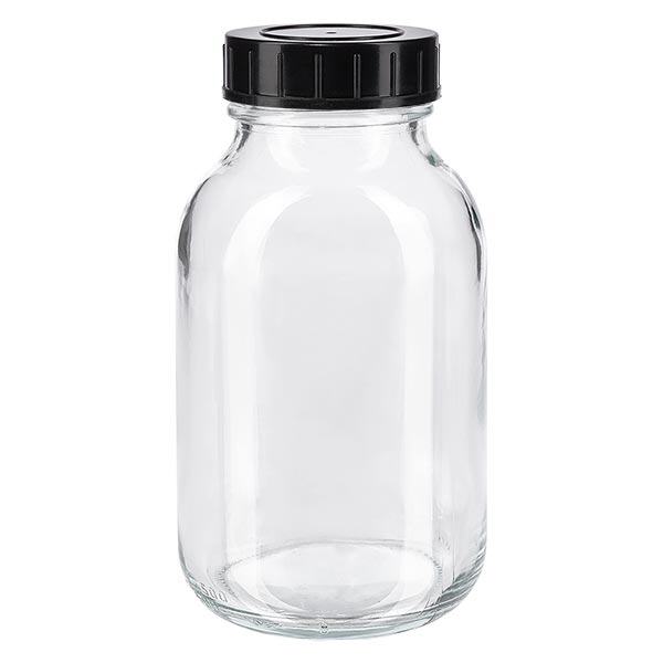 500ml Weithalsflasche Klarglas mit Schraubdeckel