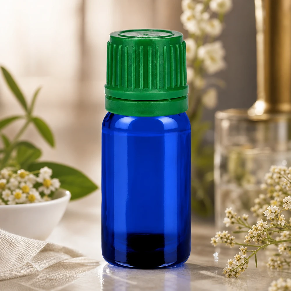 5ml Flasche 11mm Schraubverschluss grün Originalitätsverschluss BlueLine UT18/5 Elegante 5ml Kobaltblaue Glasflasche mit mattiertem grünen Deckel für edle Präsentation