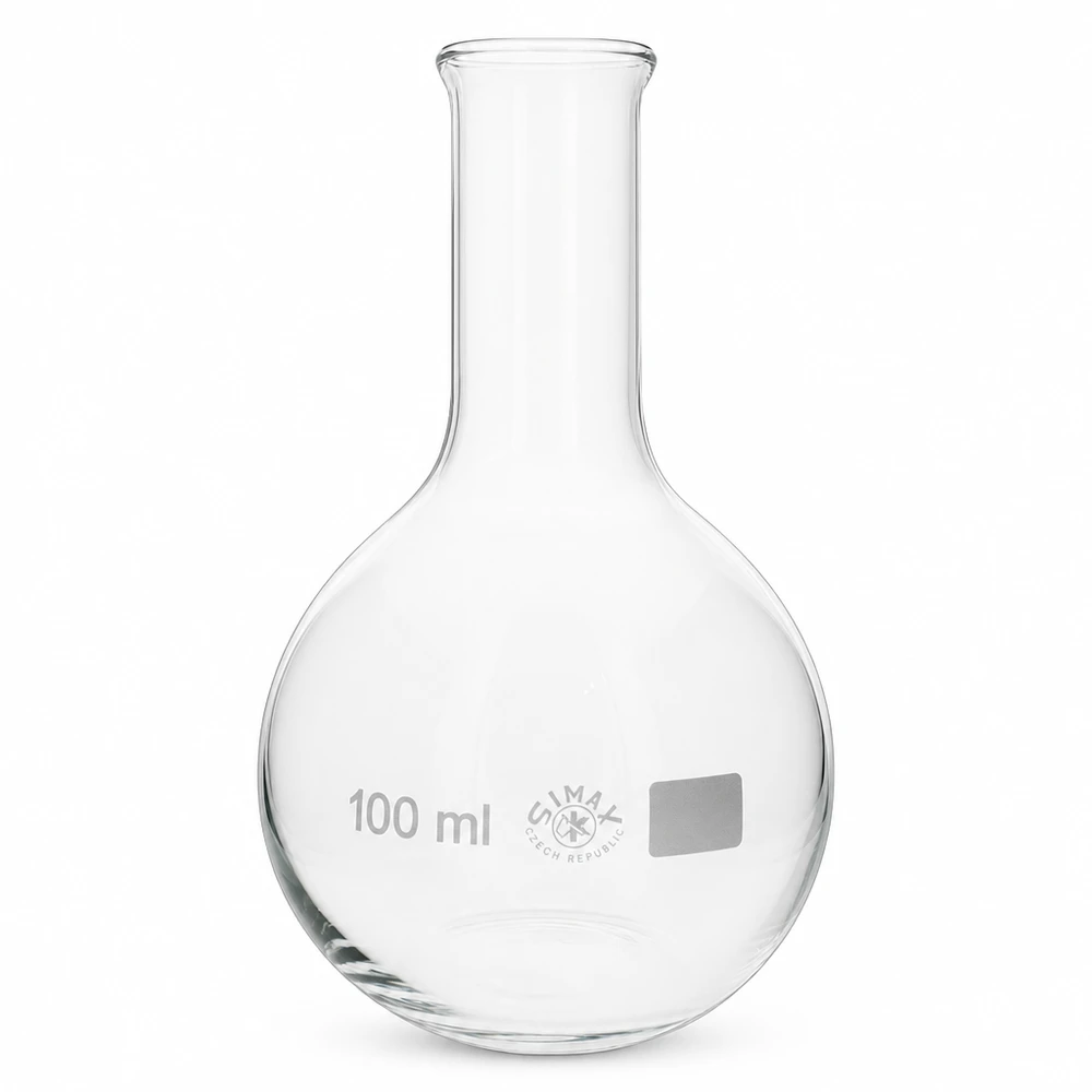 Kolben 100ml Enghals klares Glas für Destillation und Synthese