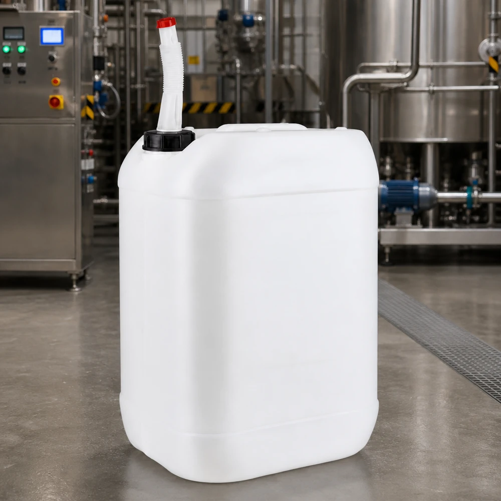 Robuster Großraumkanister 25L mit rotem Sicherheitsverschluss und flexiblem Ausgiesser