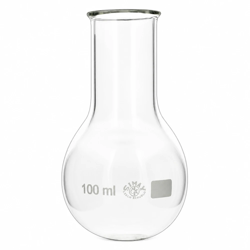 Klarer 100ml Rundkolben mit breiter Öffnung für optimale Handhabung im Labor