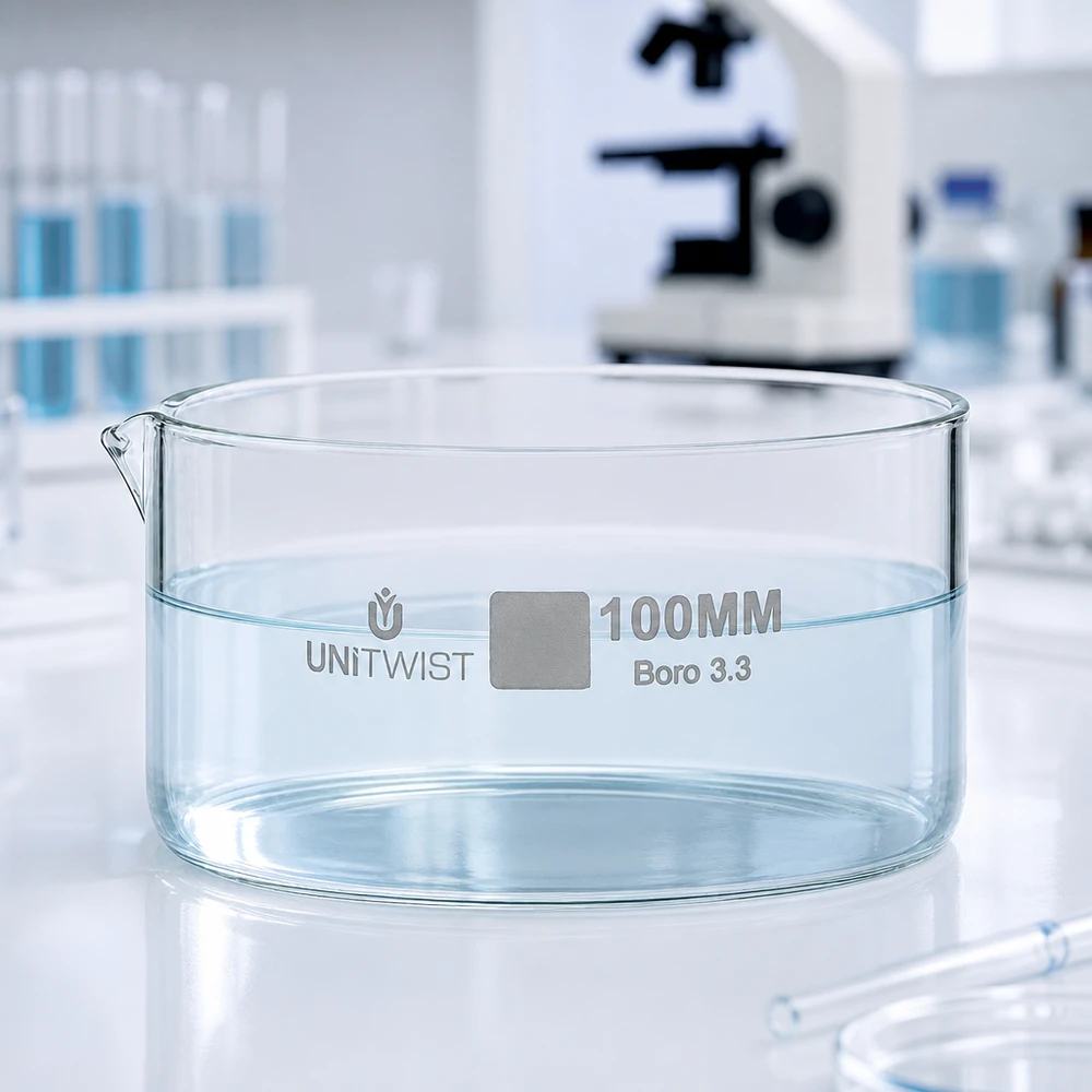 Kristallisierschale ø100mm Borosilikatglas UNiTWIST Kristallisierschale 100mm UNiTWIST Boro 3.3 Laborumgebung Reagenzgläser Mikroskop professionell