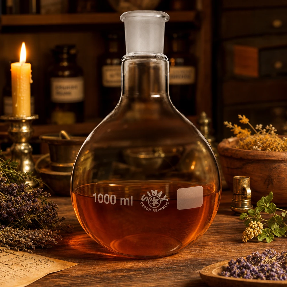 Stehkolben 1000ml mit Normschliff (29/32) Chemie-Stehkolben aus hitzebeständigem Glas mit goldener Substanz und Normschliffverbindung