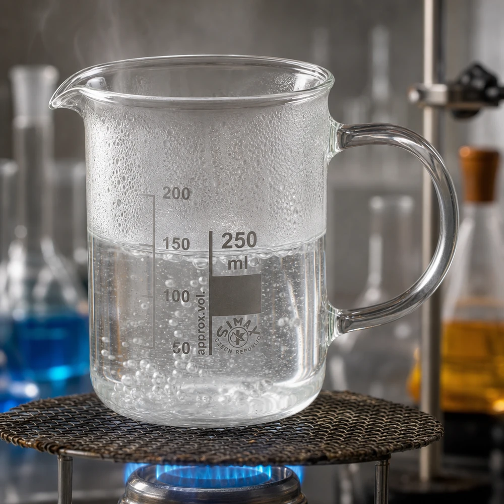 Becherglas 250ml Borosilikatglas, mit Henkel Becherglas mit Henkel 250ml aus Borosilikatglas thermostabil auf Brenner mit Laborzubehör