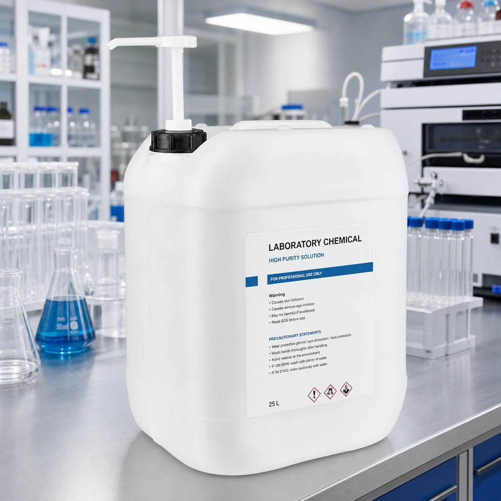 Kanister 20 Liter mit ergonomischer Dosierpumpe zur präzisen Entnahme von Laborlösungen