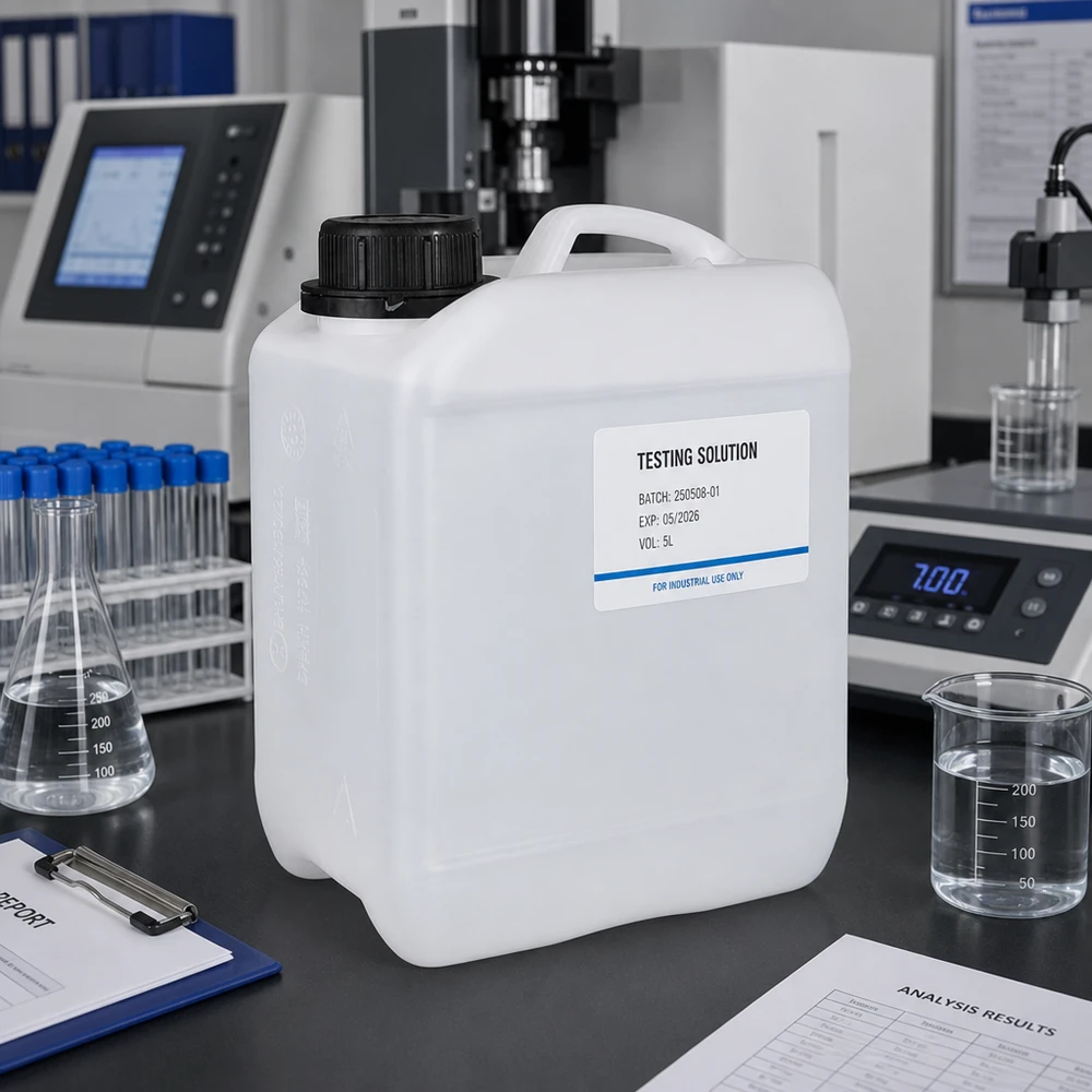 Dichter 2,5-Liter-Kanister mit Tragegriff und breitem Schraubverschluss für Laborflüssigkeiten