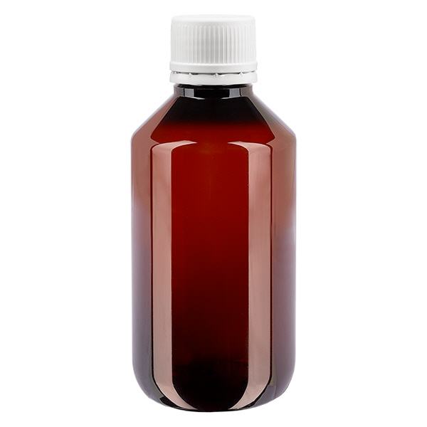 PET Flasche 200ml mit weißem Originalitätsverschluss fein geriffelt PET Flasche 200ml mit weißem Originalitätsverschluss fein geriffelt