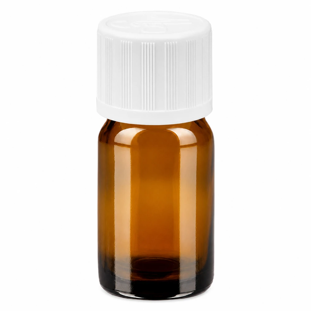 Pharmazeutische Tropfflasche 5ml aus UV-schützendem Braunglas mit Dosierkappe