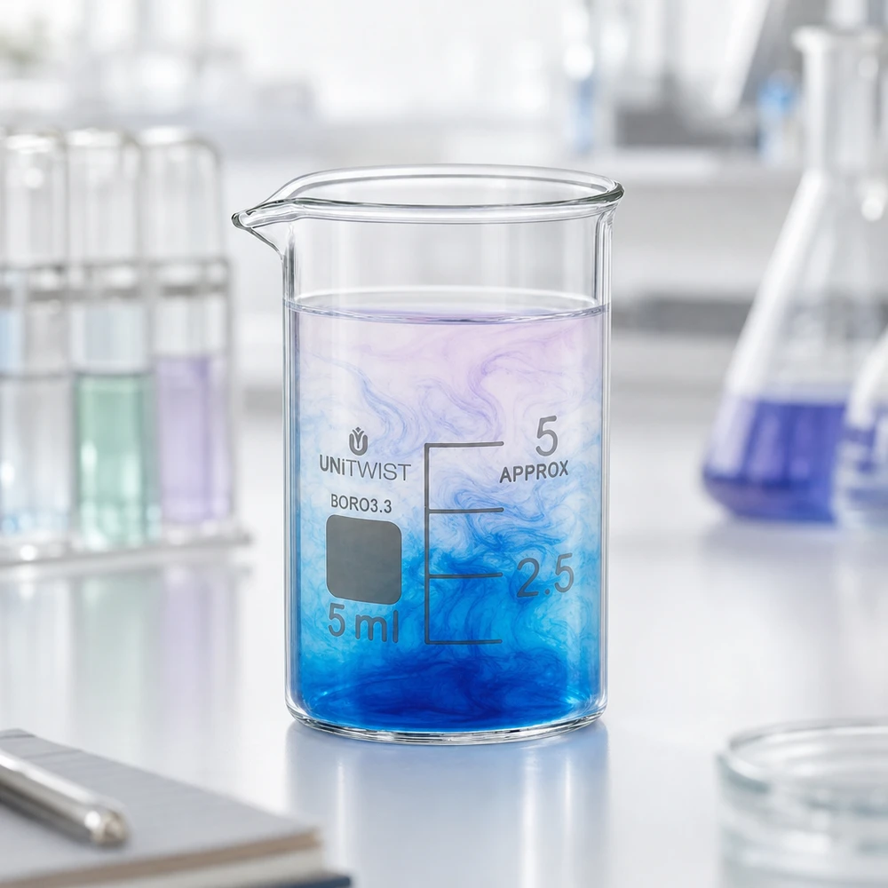 Robustes Mini-Becherglas 5ml Borosilikat niedrige Form mit Ausgießer für Feinchemikalien