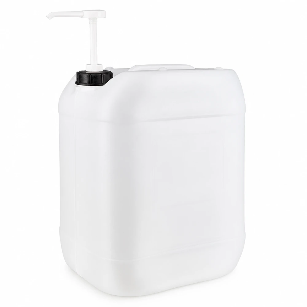 Stabiler 20L Industriekanister mit Pumpenaufsatz für hygienische Entnahme von Flüssigkeiten