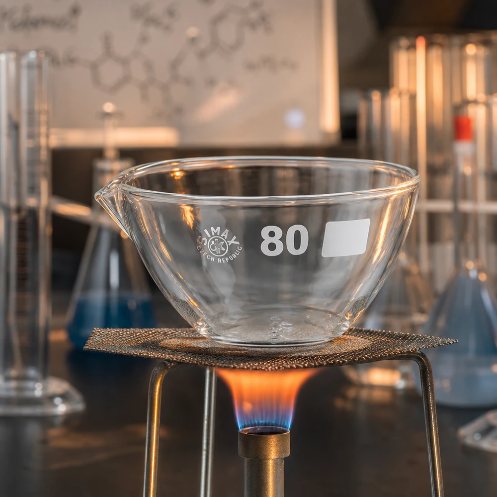 Robuste Borosilikat-Schale 90ml mit Ausgießer für analytische Laborverfahren