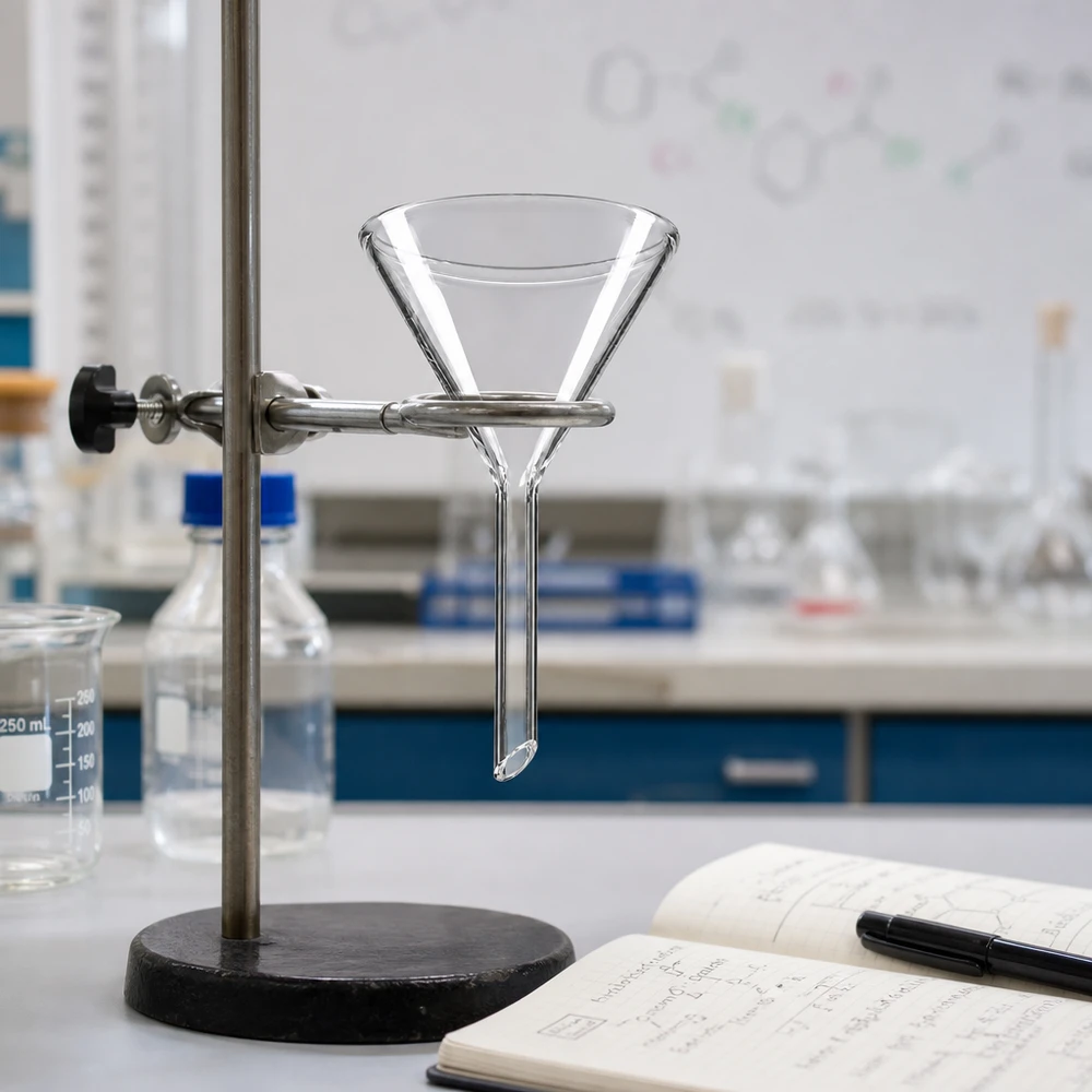 Kompakter 50mm Labortrichter aus Kalk-Soda-Glas mit ergonomischem Design für den täglichen Einsatz