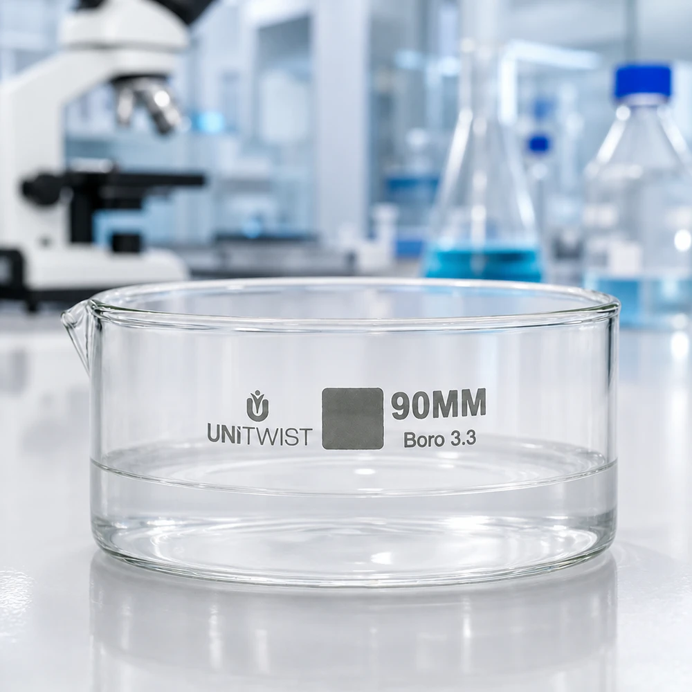 Kristallisierschale ø90mm Borosilikatglas UNiTWIST Borosilikatglas Schale ø90mm UNiTWIST geringes Gewicht robuste Wandung für Eindampfen und Kristallisation