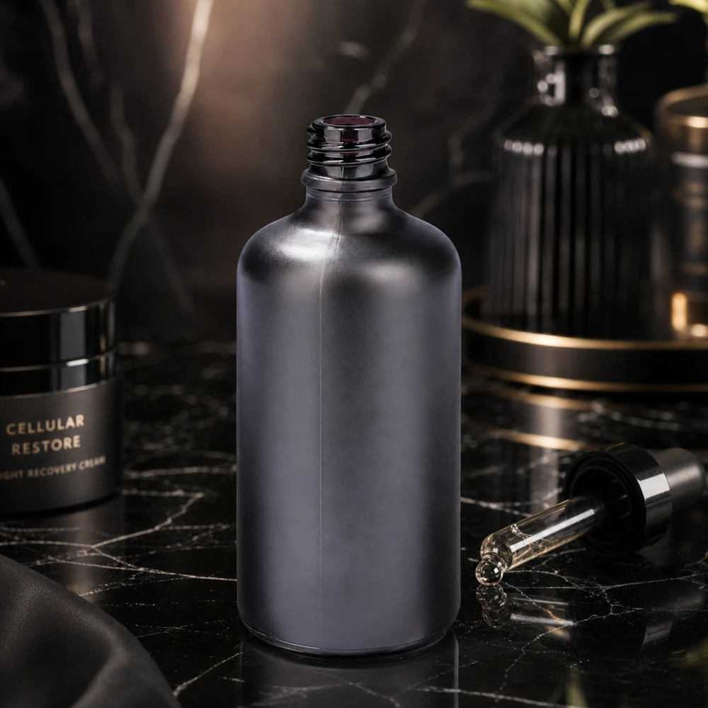Zylindrische 100ml Apothekerflasche BlackLine UT18/100 UNiTWIST in schlanker Form