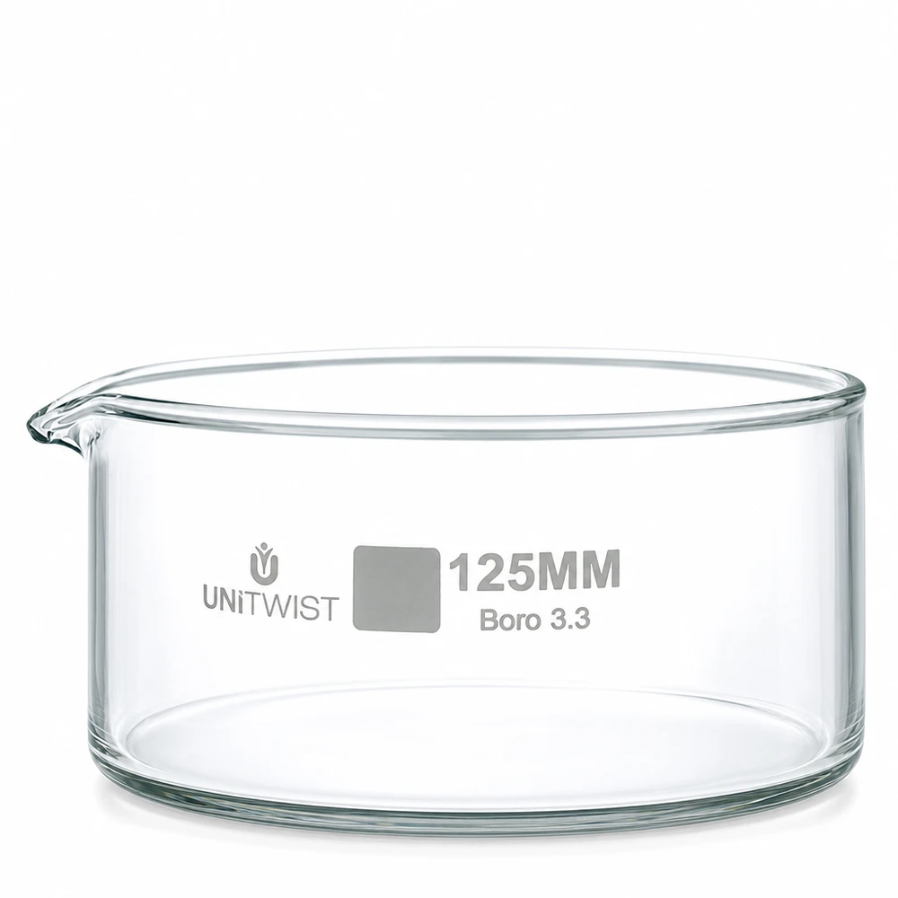 Kristallisierschale Borosilikatglas UNiTWIST 125mm für chemische und biologische Laboranwendungen