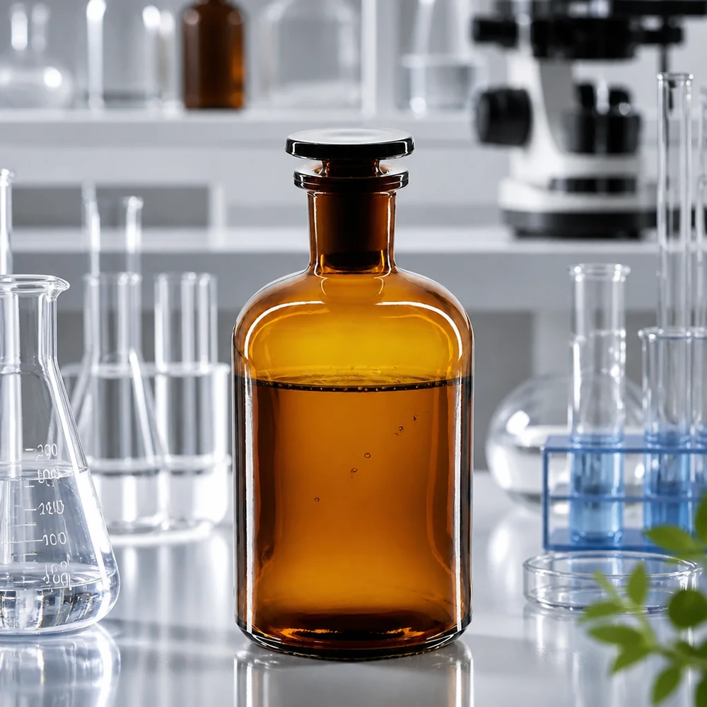 Rundschulterfl. 250ml braun Enghals Glasstopfen Chemikalienflasche 250ml Braunglas Enghals Glasstopfen für sichere Lagerung im Labor