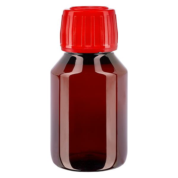 PET Flasche 50ml mit rotem Verschluss Originalitätsverschluss PET Flasche 50ml mit rotem Verschluss Originalitätsverschluss