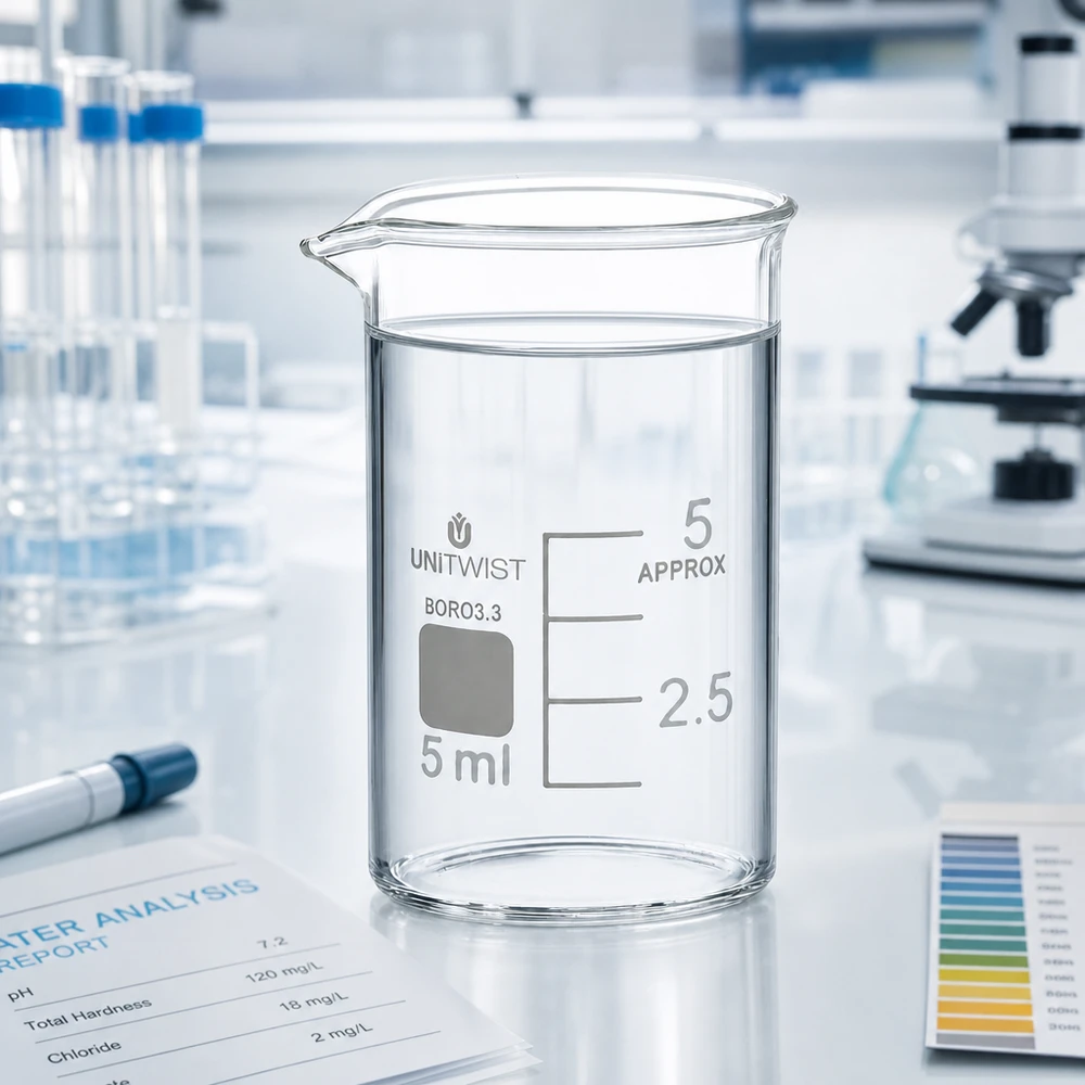 UNiTWIST Mini-Becherglas 5ml niedrige Form aus Borosilikat 3.3 für chemische Laboranalysen