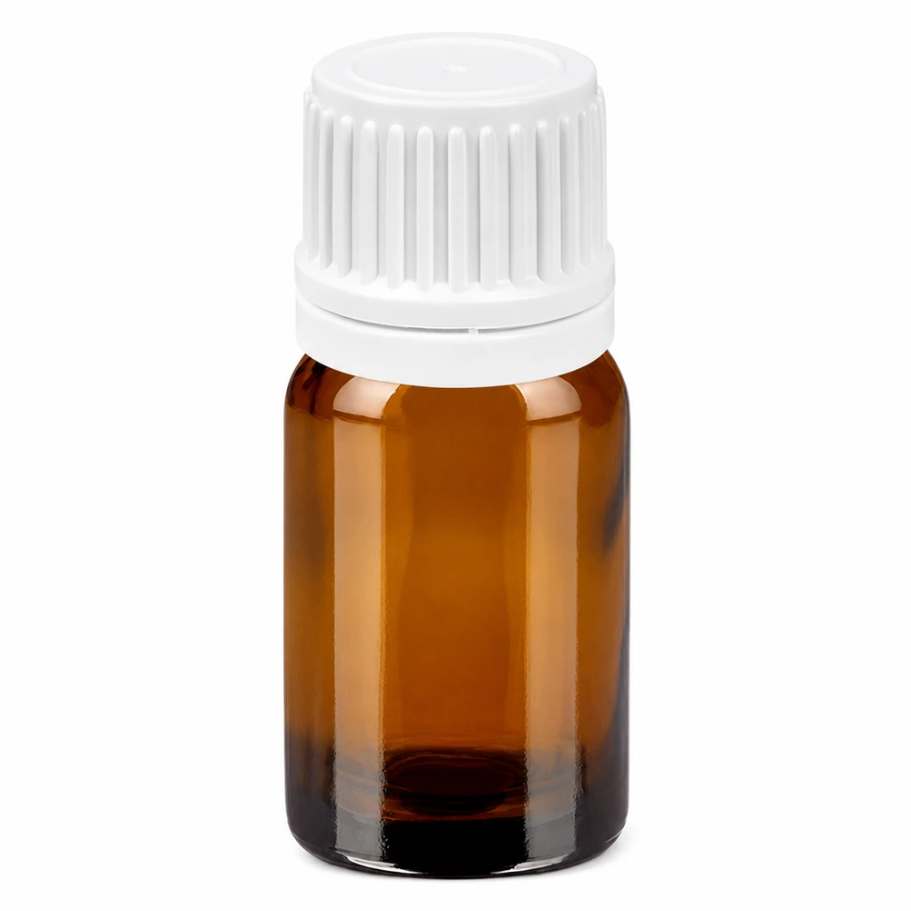 5ml Flasche 11mm Schraubverschluss weiß Originalitätsverschluss BrownLine UT18/5 Hochwertige 5ml Braunglasflasche mit weißem Verschluss für Medizin und Kosmetik