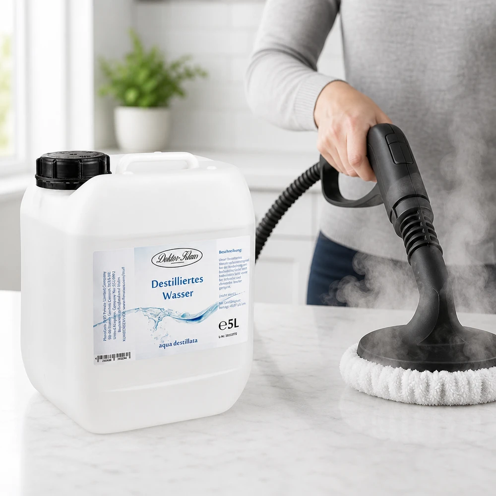 Doktor-Klaus aqua destillata 5L Kanister ideal für Dampfreiniger Bügeleisen und andere Elektrogeräte
