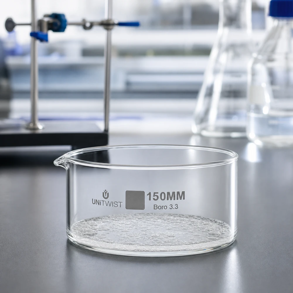 Kristallisierschale ø150mm Borosilikatglas UNiTWIST UNiTWIST Verdunstungsschale Glas ø150mm klares Borosilikatglas 3.3 Laborausstattung