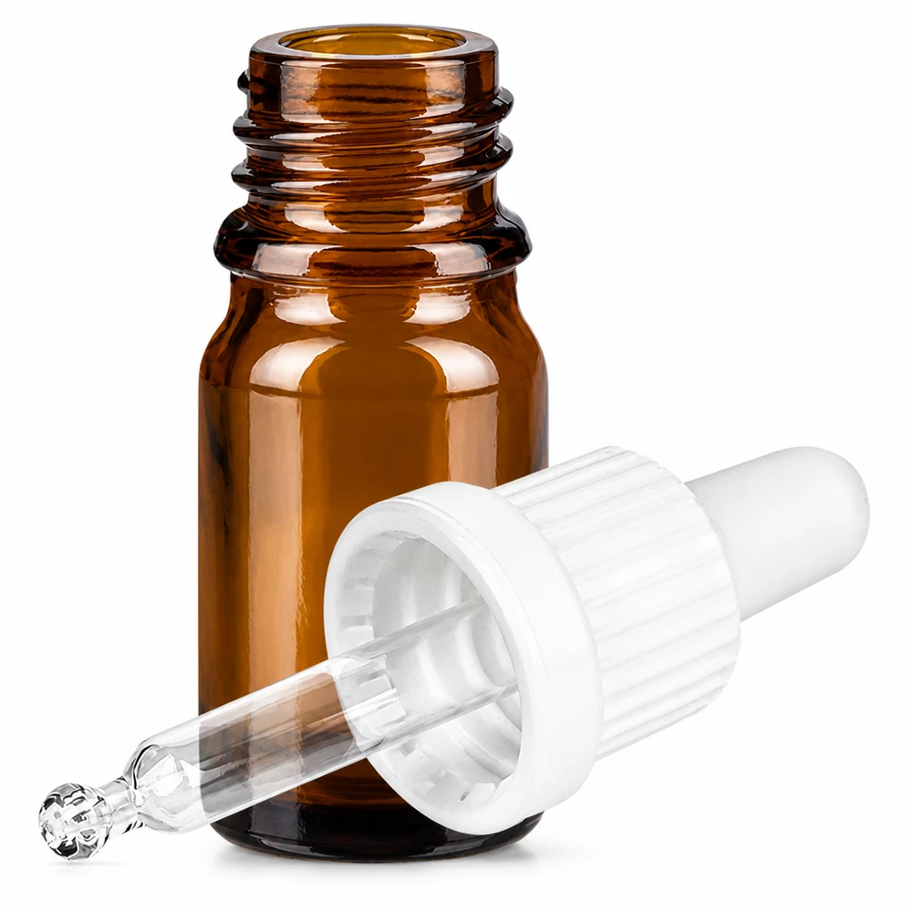 Medizinflasche 5ml braun mit Pipettenaufsatz aus Glas für präzise Tröpfchenanwendung
