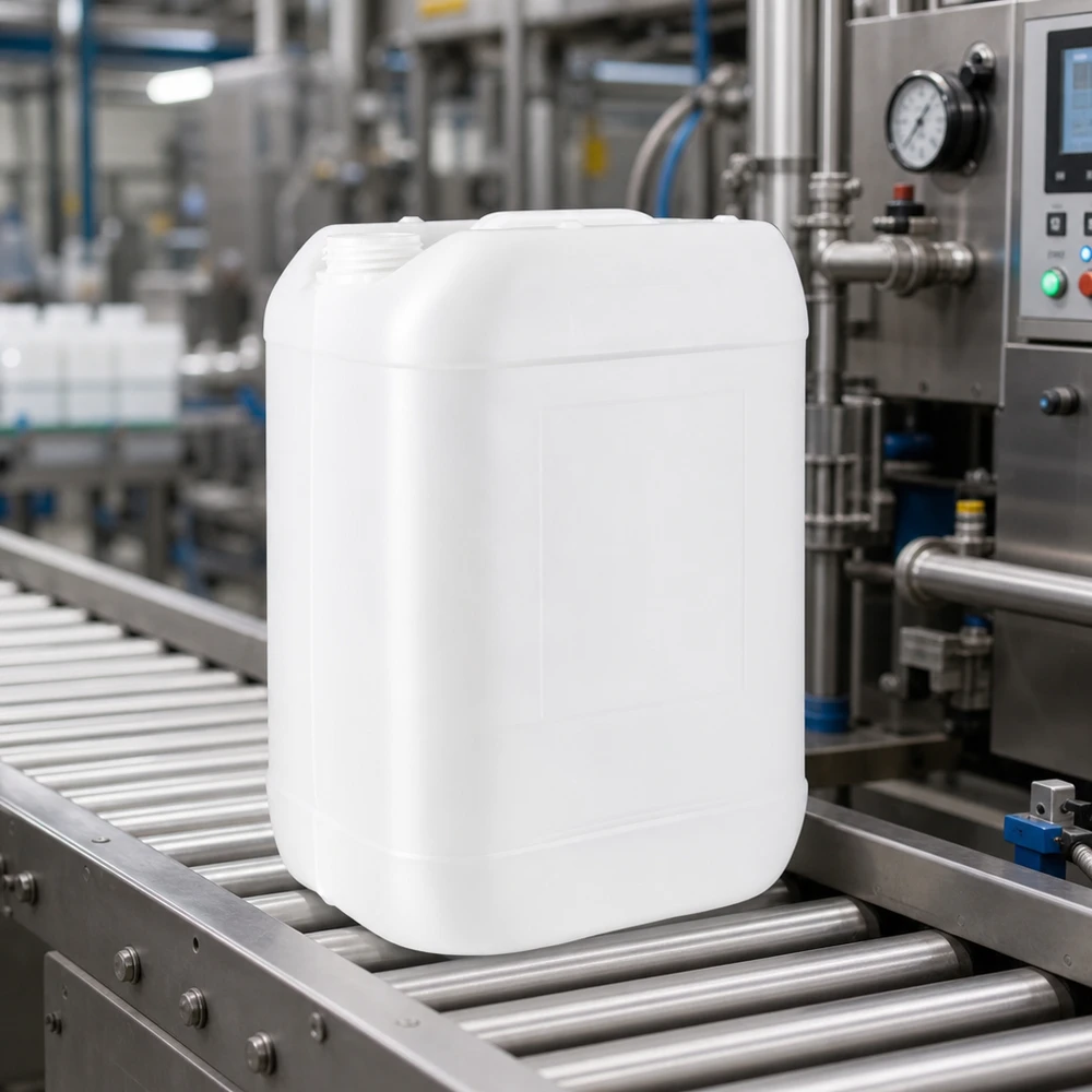 Kanister 25 Liter ohne Verschluss Lebensmittelechter 25 Liter Kanister offen für Flüssigkeiten in der Produktionslinie