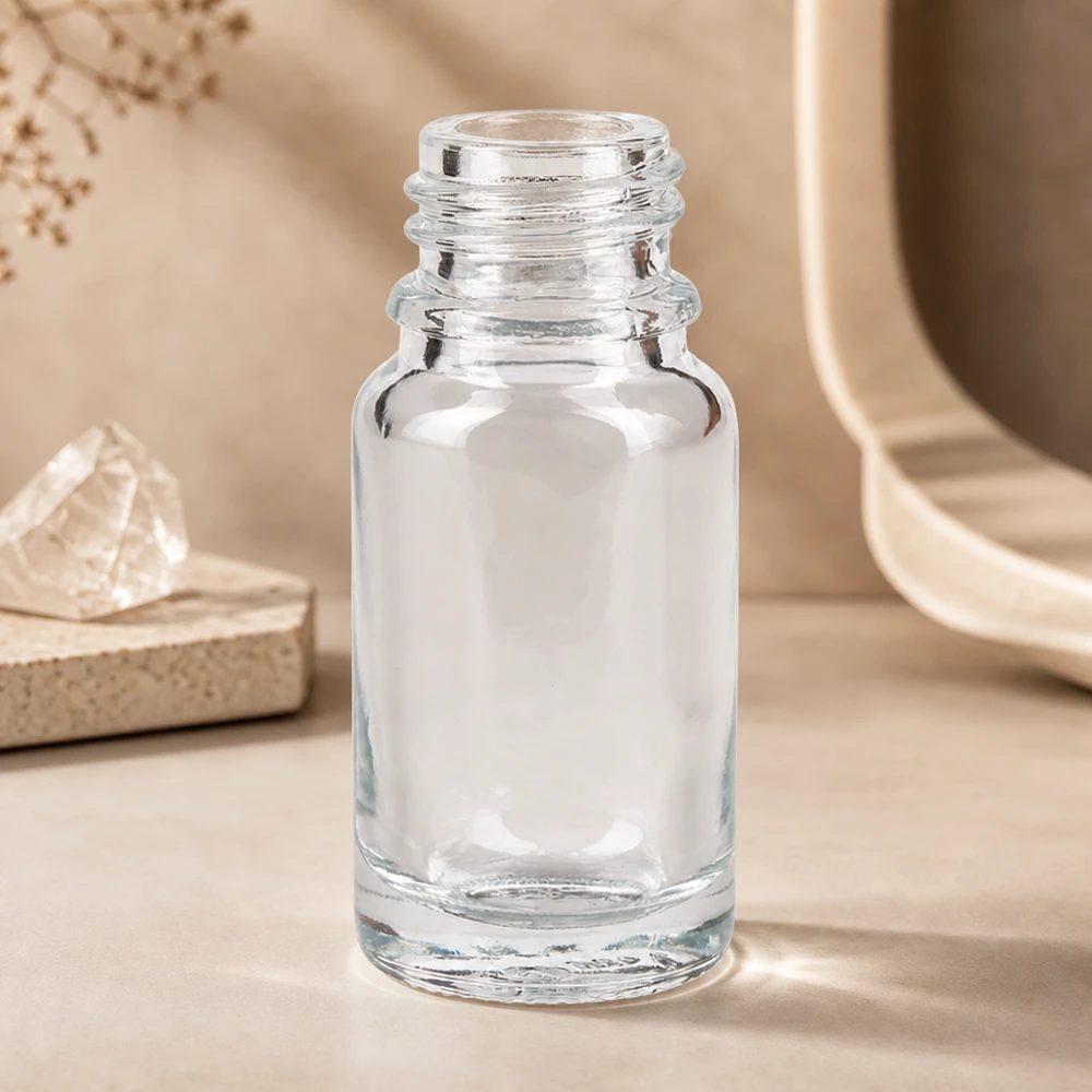 10ml Apothekenflasche ClearLine UT18/10 UNiTWIST 10ml Flasche ClearLine UNiTWIST aus durchsichtigem Glas mit geriffeltem DIN18 Schraubhals