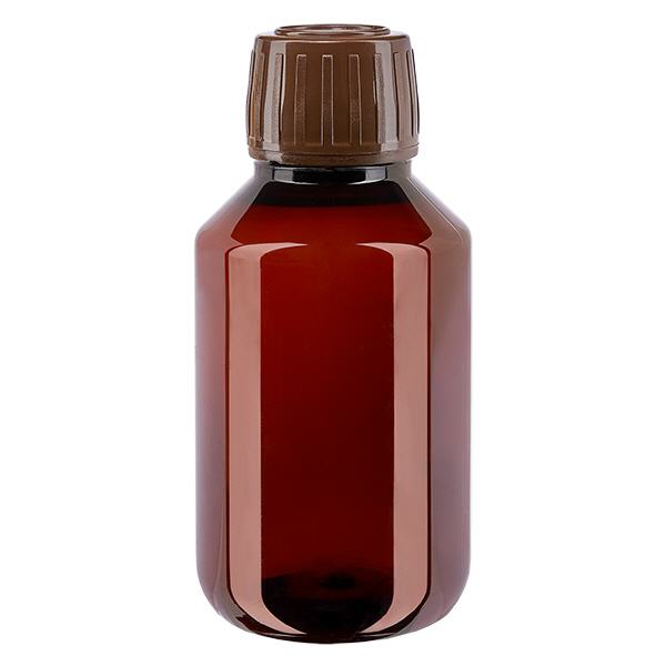 PET Flasche 100ml mit braunem Verschluss Originalitätsverschluss PET Flasche 100ml mit braunem Verschluss Originalitätsverschluss