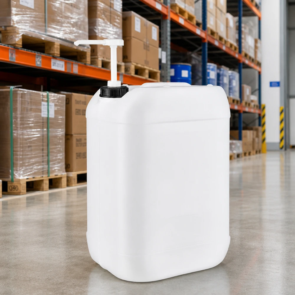 Kanister 25 Liter mit Dosierpumpe Hygienischer Großgebinde-Kanister 25L mit Dosierpumpe zur professionellen Flüssigkeitsentnahme