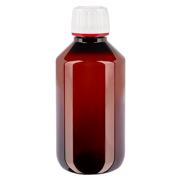 PET Flasche 200ml mit weiß/rotem Verschluss Originalitätsverschluss PET Flasche 200ml mit weiß/rotem Verschluss Originalitätsverschluss