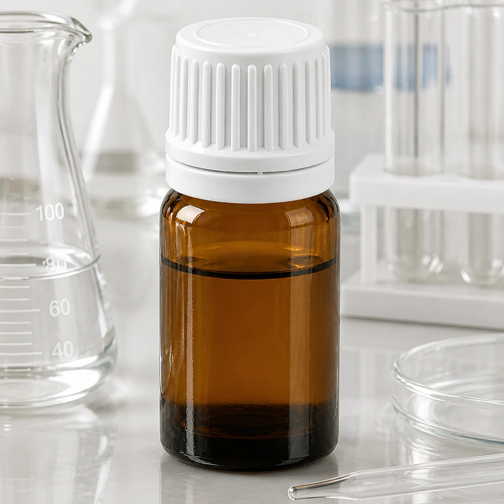 Medizinische 5ml Tropfflasche braun-weiß mit 0.7mm Dosieröffnung für therapeutische Anwendung