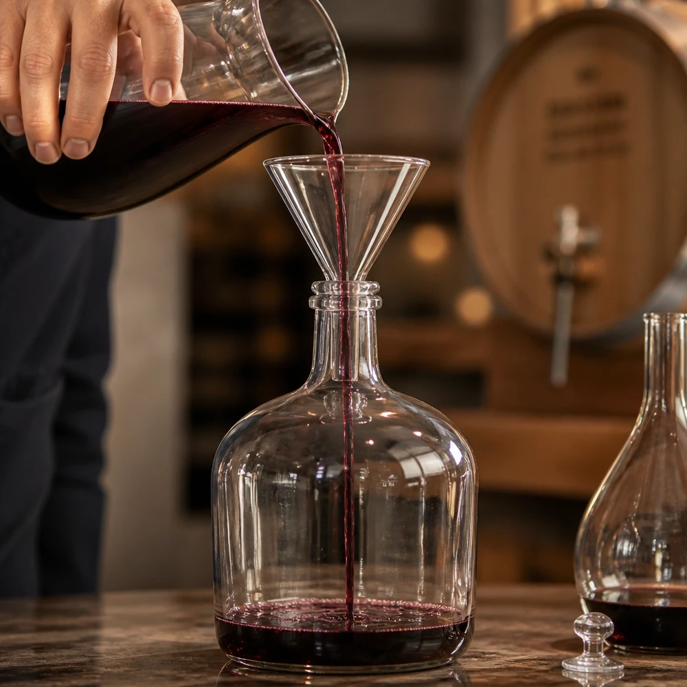 Ergonomischer Kurzstiel-Trichter aus Kalk-Soda-Glas perfekt für Weinabfüllung und Destillation