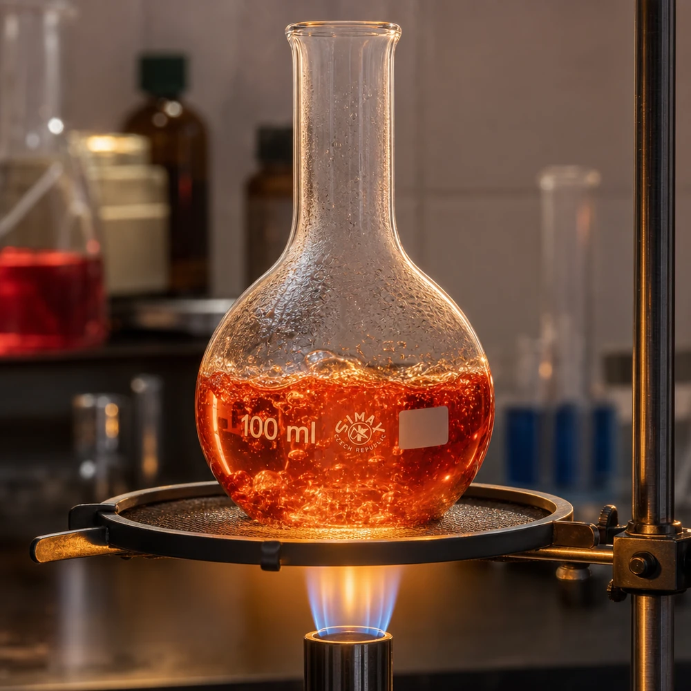 Stehkolben 100ml Enghals Wissenschaftlicher Rundkolben 100ml mit langem Hals für Synthesereaktionen und Erhitzungsprozesse